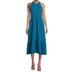 Time and Tru. Teal Sleeveless Button-Down Midi Dress. Size XXL.